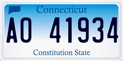 CT license plate AO41934