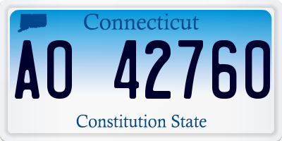 CT license plate AO42760