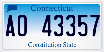 CT license plate AO43357