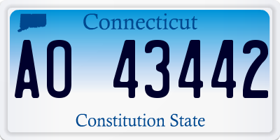 CT license plate AO43442