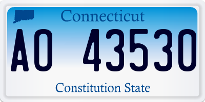 CT license plate AO43530