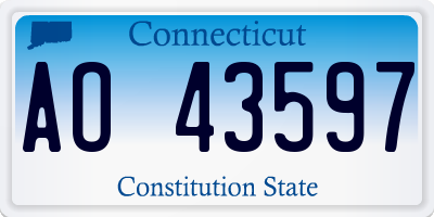 CT license plate AO43597