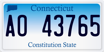 CT license plate AO43765