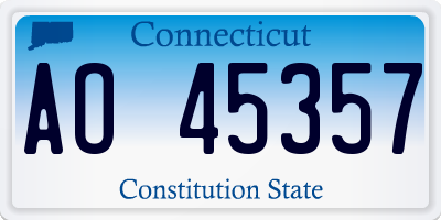 CT license plate AO45357