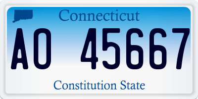 CT license plate AO45667