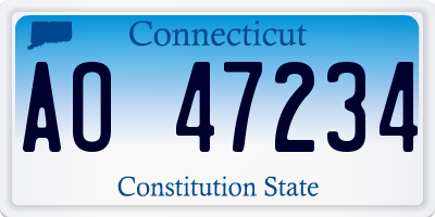 CT license plate AO47234