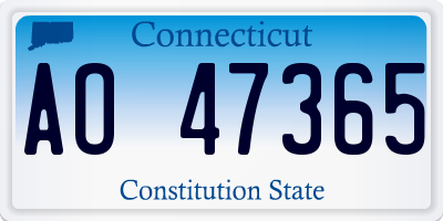 CT license plate AO47365
