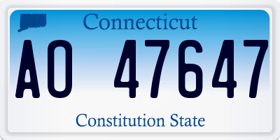 CT license plate AO47647