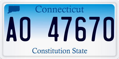CT license plate AO47670