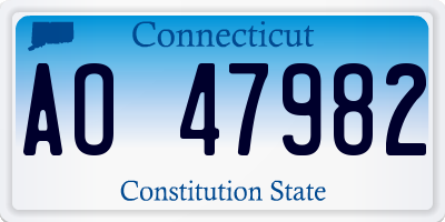 CT license plate AO47982