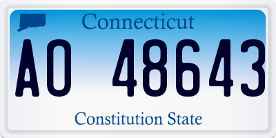 CT license plate AO48643