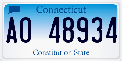 CT license plate AO48934