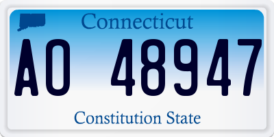 CT license plate AO48947