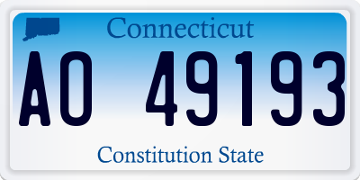 CT license plate AO49193