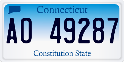 CT license plate AO49287