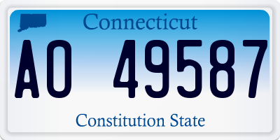 CT license plate AO49587