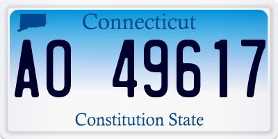 CT license plate AO49617
