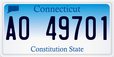 CT license plate AO49701