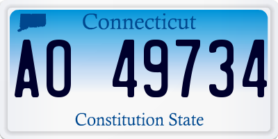 CT license plate AO49734