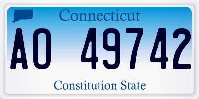 CT license plate AO49742