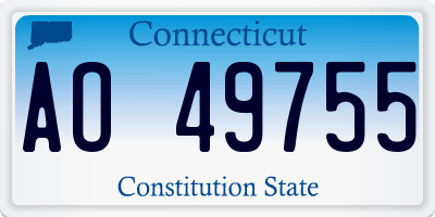 CT license plate AO49755