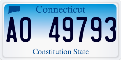 CT license plate AO49793
