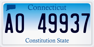 CT license plate AO49937