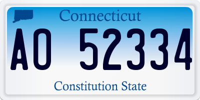 CT license plate AO52334