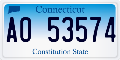 CT license plate AO53574