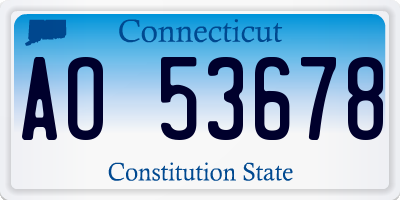 CT license plate AO53678