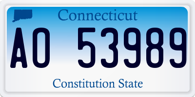 CT license plate AO53989