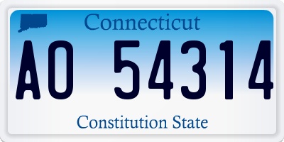 CT license plate AO54314