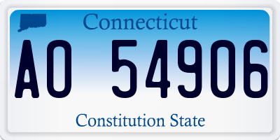 CT license plate AO54906