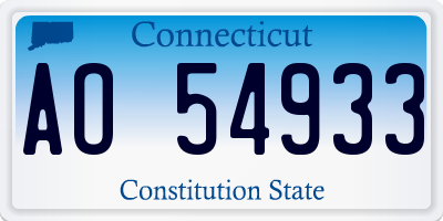 CT license plate AO54933