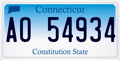 CT license plate AO54934