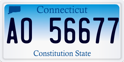 CT license plate AO56677