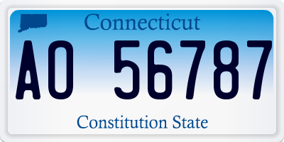 CT license plate AO56787