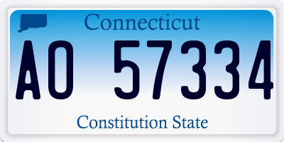 CT license plate AO57334