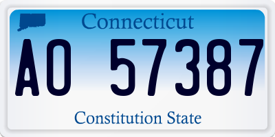CT license plate AO57387