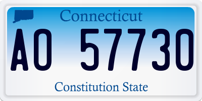 CT license plate AO57730