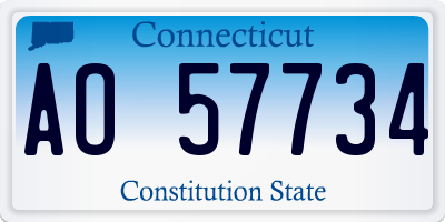 CT license plate AO57734