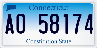 CT license plate AO58174