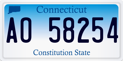 CT license plate AO58254