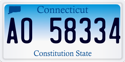CT license plate AO58334