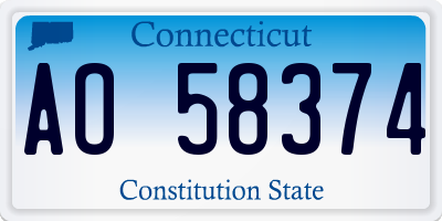 CT license plate AO58374