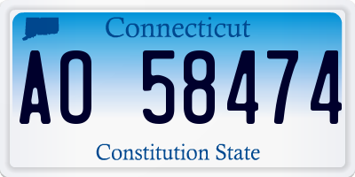 CT license plate AO58474