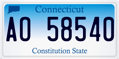 CT license plate AO58540