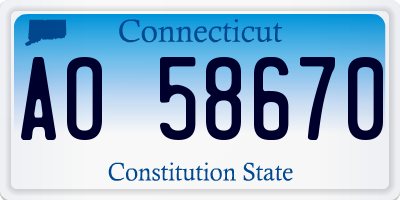 CT license plate AO58670