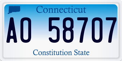 CT license plate AO58707