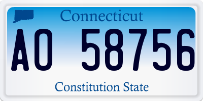 CT license plate AO58756
